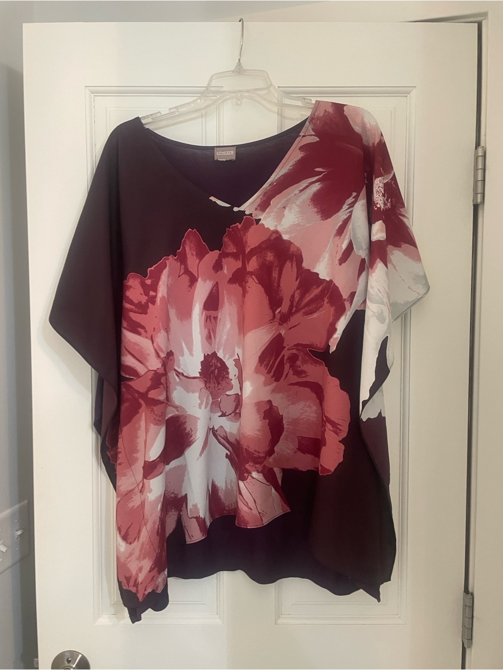 Chicos burgandy floral flowy top